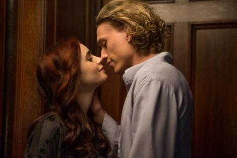 Lily Collins and Jamie Campbell Bower as Clary and Jace