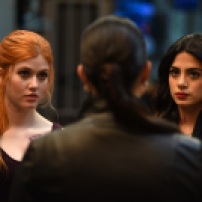 SHADOWHUNTERS - "Moo Shu To Go" - Alec finds himself torn between duty and loyalty to Jace in “Moo Shu to Go,” an all-new episode of “Shadowhunters,” airing Tuesday, February 9th at 9:00 – 10:00 p.m., EST/PST on Freeform, the new name for ABC Family. (Freeform/John Medland) KATHERINE MCNAMARA, EMERAUDE TOUBIA